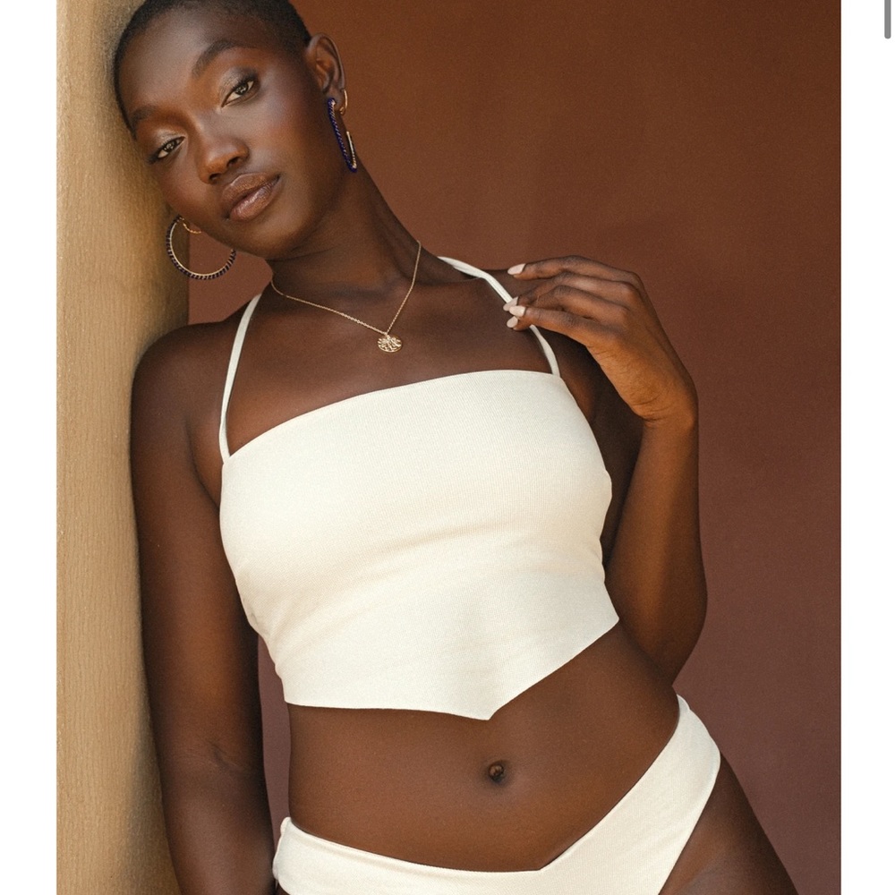 Toluca Swim Gwynne Top Ivory Waffle sz 30-32